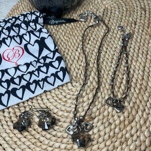 Brighton Silver-Tone Necklace, Bracelet & Earring Set with Smoky Crystal Drops